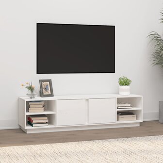 Tv-meubel Amber 156x40x40 cm massief grenenhout wit