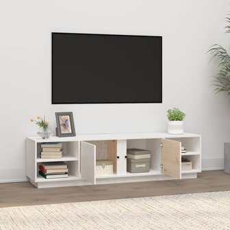 Tv-meubel Amber 156x40x40 cm massief grenenhout wit