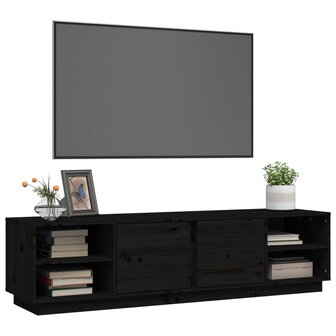 Tv-meubel Amber 156x40x40 cm massief grenenhout zwart