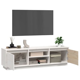 Tv-meubel Amber 140x35x40 cm massief grenenhout wit