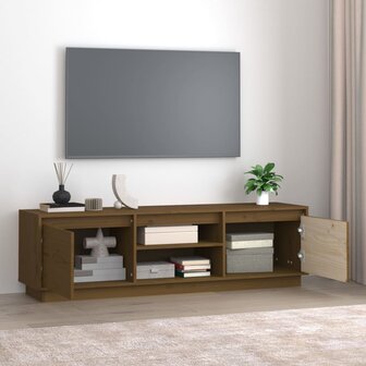 Tv-meubel Amber 140x35x40 cm massief grenenhout honingbruin