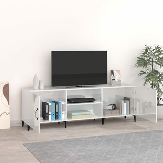 Tv-meubel Max 150x30x50 cm bewerkt hout hoogglans wit