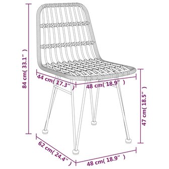 Tuinset Hansa Poly Rattan blank tafel met 4 stoelen
