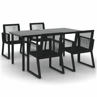 Tuinset Horizon poly-rattan zwart tafel met 4 stoelen