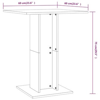 Bistrotafel 60X60X75 Cm Bewerkt Hout Bruineikenkleurig