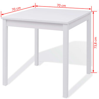 Eethoek Lucy  70x70 cm wit tafel met 2 stoelen