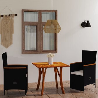 Tuinset Carla Zwarte verstelbare stoelen met bruine tafel