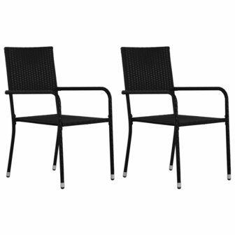 Tuinset Bistro Zwart 2 stoelen met tafel
