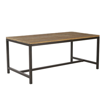 Meubelen-Online - Eettafel Vintage 90x180cm hout met metaal zijaanzicht