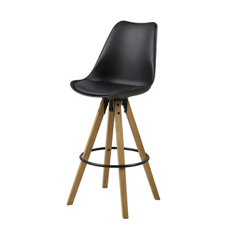 Barkruk Player set 2 st zwart met houten poten