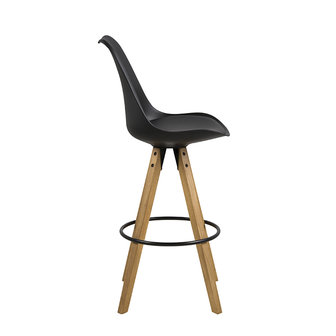 Barkruk Player set 2 st zwart met houten poten