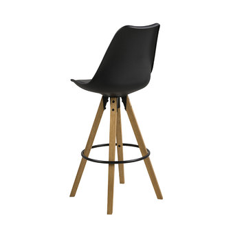 Barkruk Player set 2 st zwart met houten poten