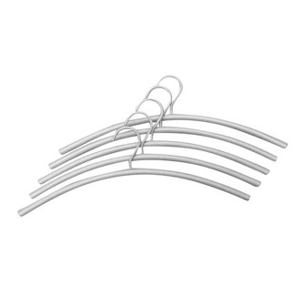 Kleerhangers aluzilver set 5 stuks zijaanzicht