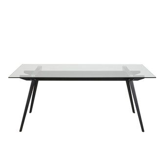 Eettafel Monti tafel helder glas met zwart metaal