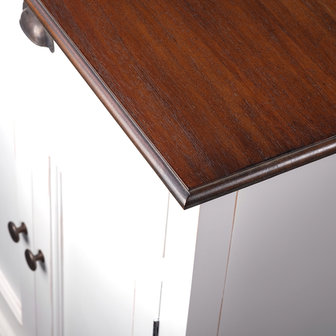 Buffetkast Studio wit 4 deuren 2 lades bruin blad detail