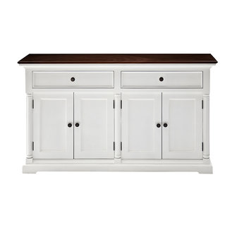Nova solo - Buffetkast Maisonette wit 4 deuren 2 lades bruin blad