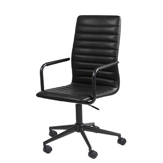 Pit-Art collectie - Bureaustoel Retro zwart PU leder met zwart metalen poten