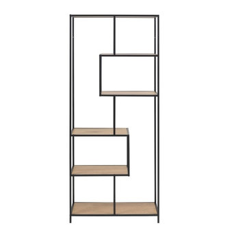 Meubelen-Online - Boekenkast Honkytonk 185cm asymmetrisch wild eiken vooraanzicht