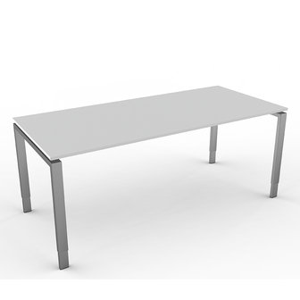 Meubelen-Online - Eettafel Beta 180cm licht grijs hoogte verstelbaar zijaanzicht