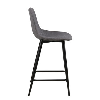 Meubelen-Online - Counter chair Fred barkruk grijs met zwarte poten zijaanzicht