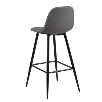Meubelen-Online - Counter chair Fred barkruk grijs met zwarte poten achterkant