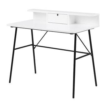 Meubelen-Online - Bureau Minx wit met zwart design