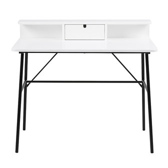 Meubelen-Online - Bureau Minx wit met zwart design vooraanzicht