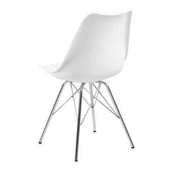 Meubelen-Online - Eetkamerstoel Plaisir set 4 stoelen wit chroom achterkant