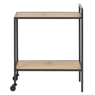 Meubelen-Online - Bijzettafel Honkytonk trolley met hout vooraanzicht