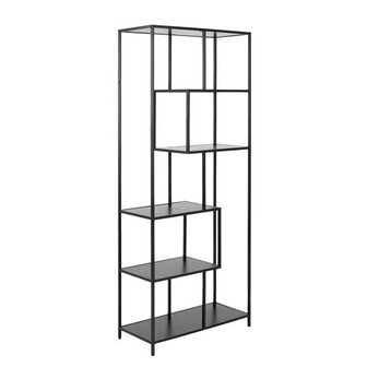 Meubelen-Online - Boekenkast Honkytonk 185cm asymmetrisch zwart