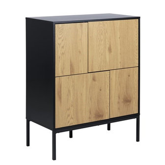 Meubelen-Online - Buffetkast Honkytonk zwart met hout highboard