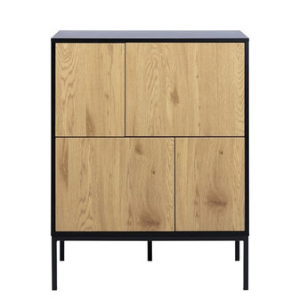 Meubelen-Online - Buffetkast Honkytonk zwart met hout highboard vooraanzicht