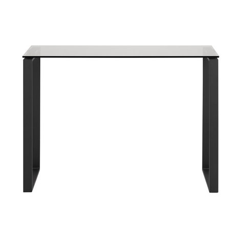 Meubelen-Online - Wandtafel Magnus rookglas met zwart sidetable - vooraanzicht