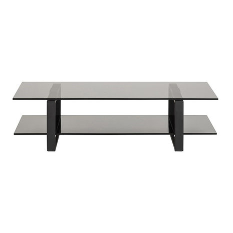 Meubelen-Online - TV-tafel Magnus rookglas met zwart TV-meubel - vooraanzicht