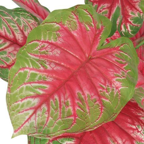 Kunstplant Caladium plant met pot 70 cm groen en rood