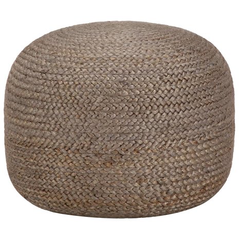 Poef Fez handgemaakt 45x30 cm jute lichtgrijs