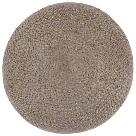 Poef Fez handgemaakt 45x30 cm jute lichtgrijs