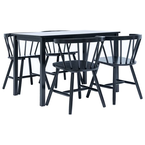 Eethoek Arno hout zwart tafel met 4 stoelen
