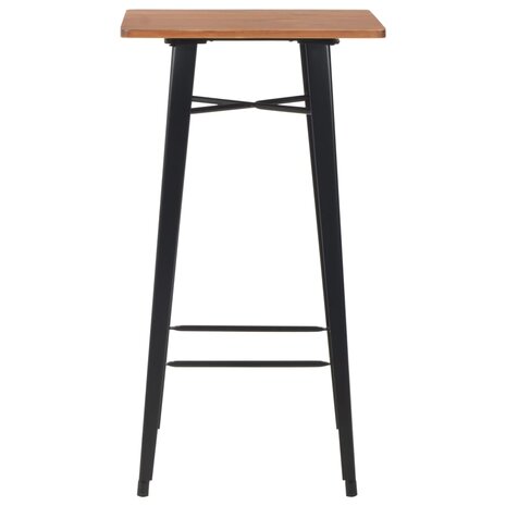 Bartafel Tom 60x60x108 cm massief hout staal zwart