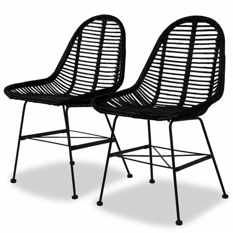 Eetkamerstoelen Jona rotan zwart set 2 stoelen