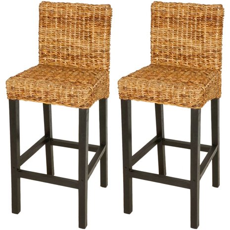 Barkruk Macy 2 stuks Abaca riet bruin