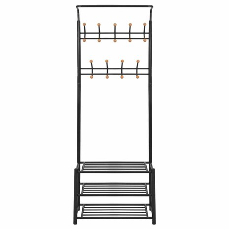 Halkast kledingrek met schoenenopberger 68x32x182,5 cm zwart