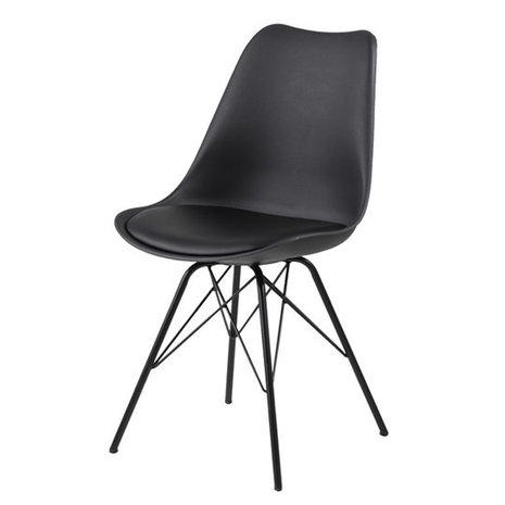 Meubelen-Online - Eetkamerstoel Plaisir set 4 stoelen zwart kuipstoel