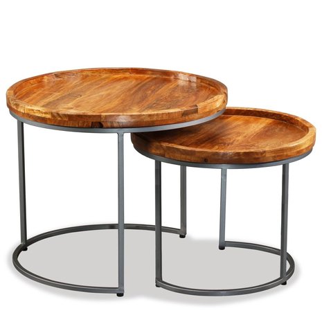Meubelen-Online - Bijzettafels Modo set 2 tafels hout bruin