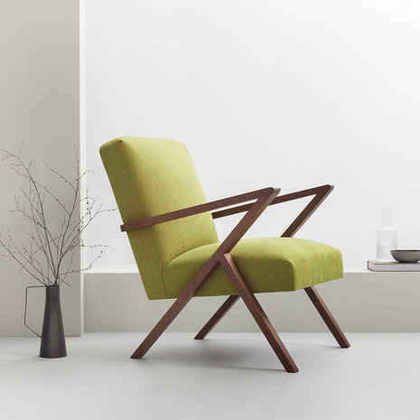 Meubelen-Online - Fauteuil Retrostar stof groen vintage design