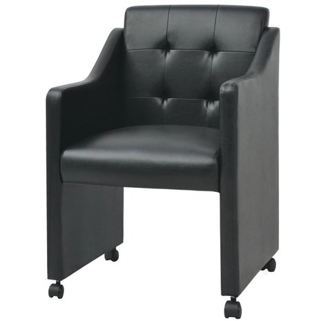 Meubelen-Online - Eetkamerstoelen Magda set 2 zwart met wieltjes