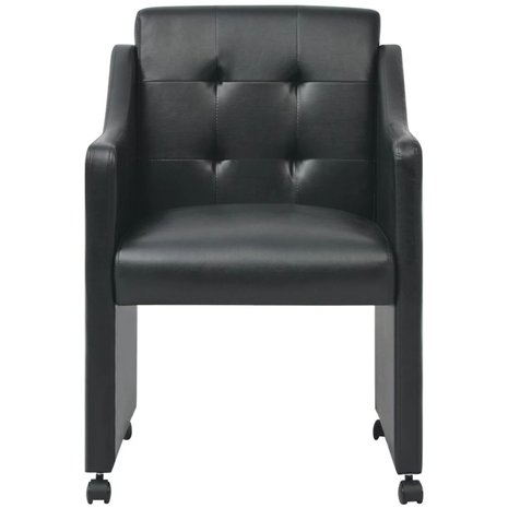 Meubelen-Online - Eetkamerstoelen Magda set 2 zwart met wieltjes