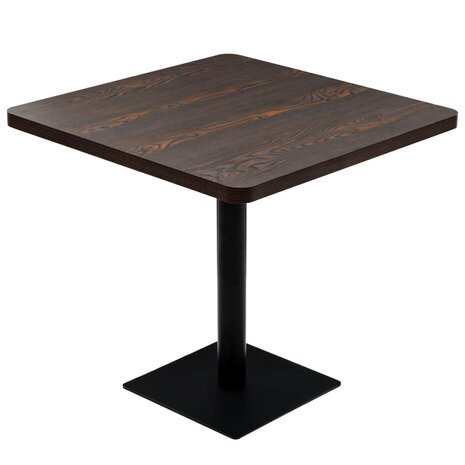 Meubelen-Online - Eettafel Canto 80x80x75 cm MDF en staal donkerbruin