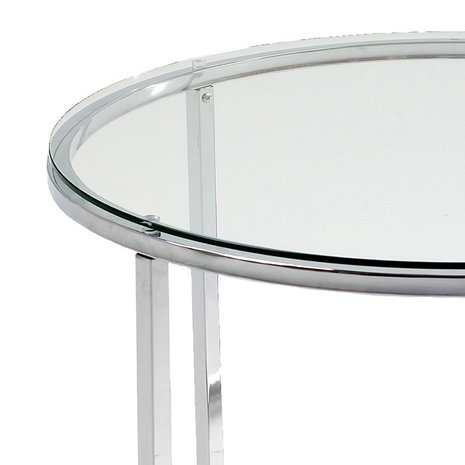 Bijzettafel Cross rond helder glas 
