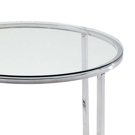 Bijzettafel Cross rond helder glas 